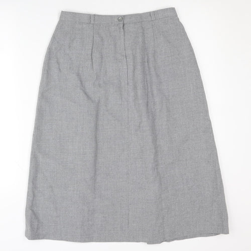 BHS Women's Grey Pleated Midi Skirt Size 14