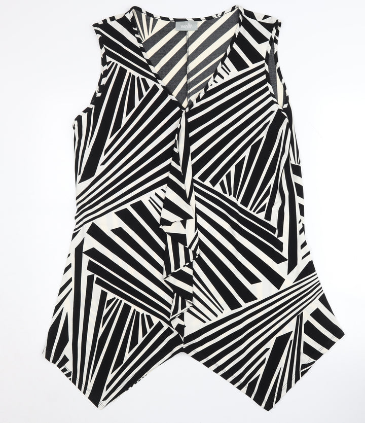 Wallis Women’s Black Geometric Sleeveless Blouse L