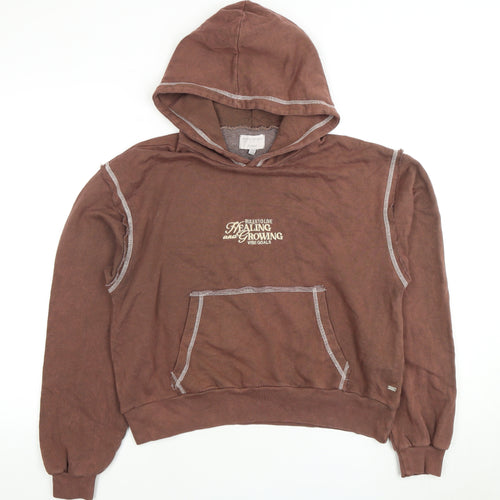 Pacific Republic Teens Brown Pullover Hoodie M Brown Knit
