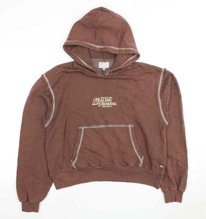 Pacific Republic Teens Brown Pullover Hoodie M Brown Knit
