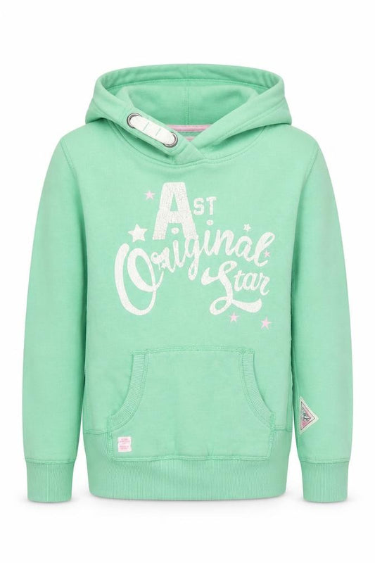 Front view of Next girls’ green pullover hoodie 13 years with logo