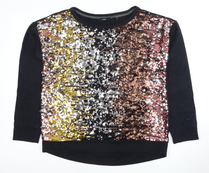Next Women's Black Sequin Pullover Sweatshirt Size 12