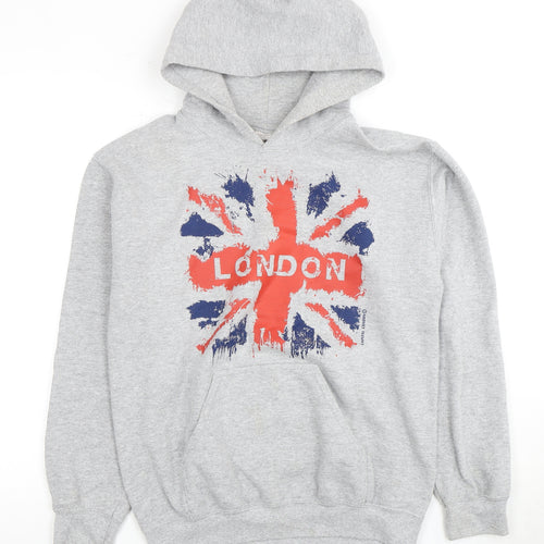 Gildan Men's Grey London Graphic Pullover Hoodie S