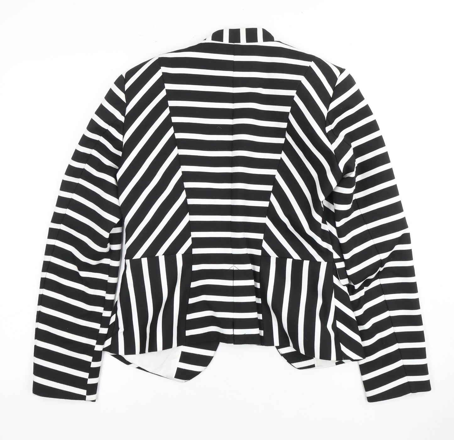 H&M Women's Black Striped Blazer, Size 14, Regular Fit