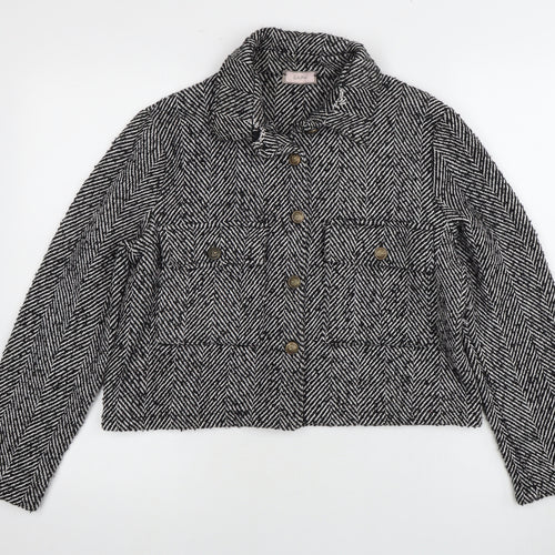 SAIPH Women's Black Cropped Herringbone Jacket