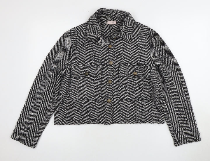SAIPH Women's Black Cropped Herringbone Jacket