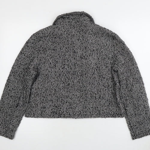 SAIPH Women's Black Cropped Herringbone Jacket