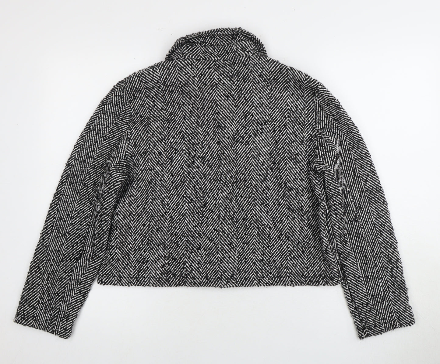 SAIPH Women's Black Cropped Herringbone Jacket