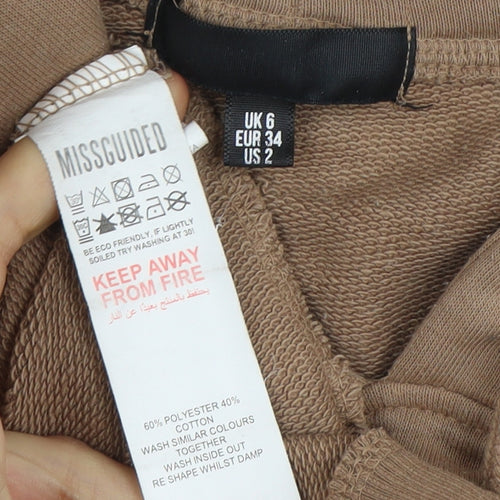 Missguided Women's Brown Hoodie Size 6 - Casual Pullover