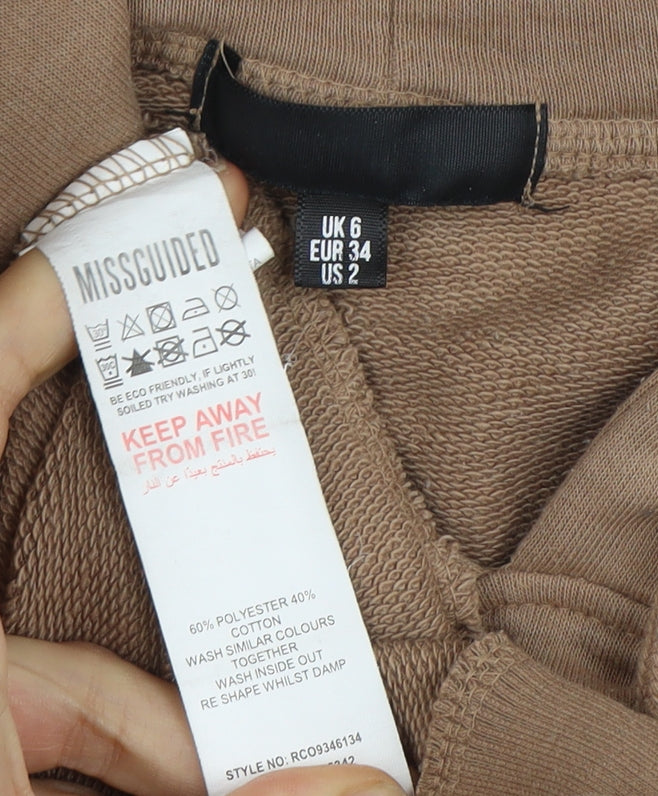 Missguided Women's Brown Hoodie Size 6 - Casual Pullover