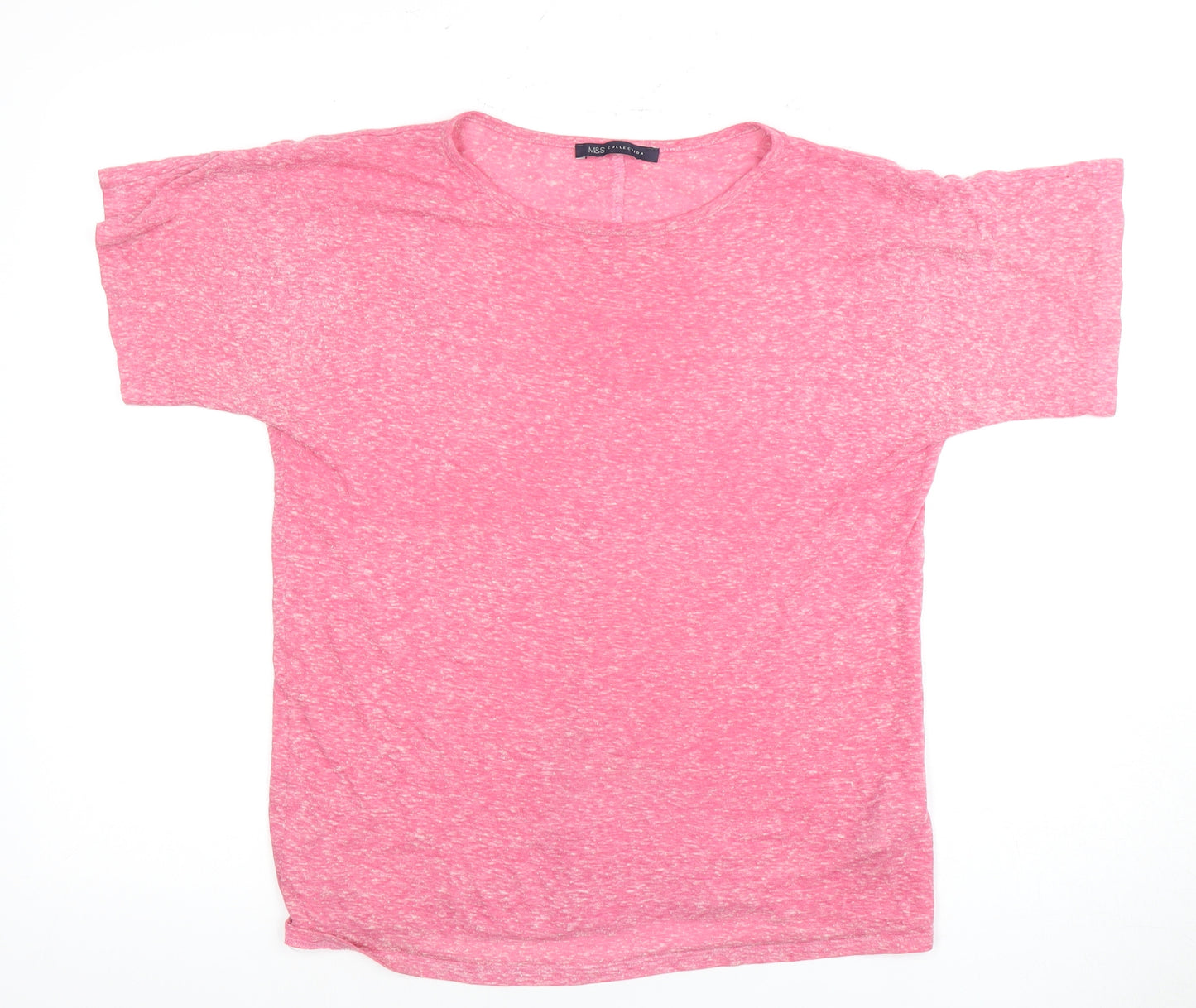 Marks and Spencer Women's Pink Crew Neck T-Shirt Size 10