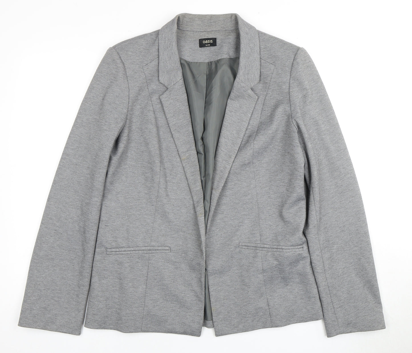 Oasis Women's Grey Blazer Size 14 Regular Fit
