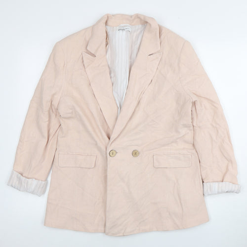 Topshop Women's Beige Double-Breasted Blazer Size 12