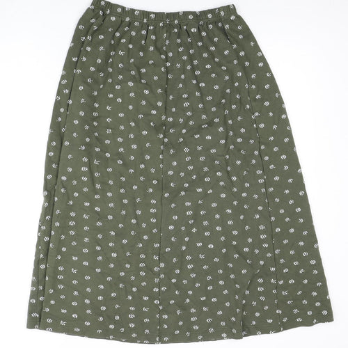 Damart Women's Green Floral Long A-Line Skirt Size 16