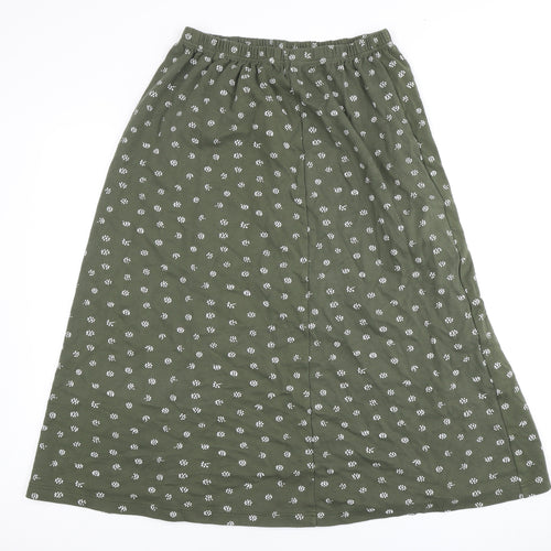 Damart Women's Green Floral Long A-Line Skirt Size 16