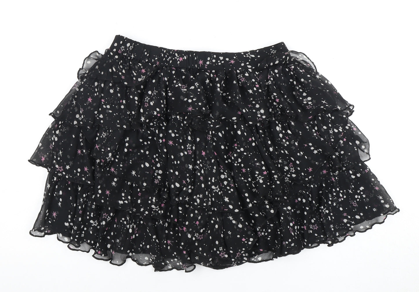 C&A Women's Black Layered Chiffon Skirt, Size 10