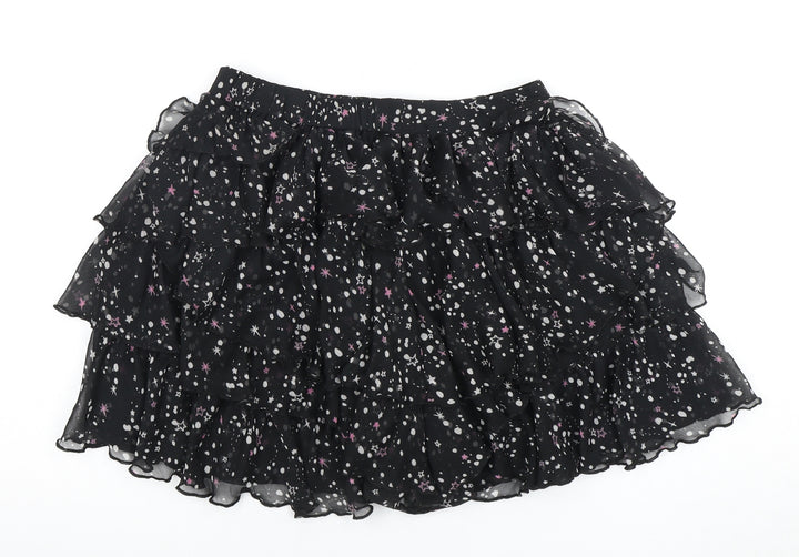 C&A Women's Black Layered Chiffon Skirt, Size 10