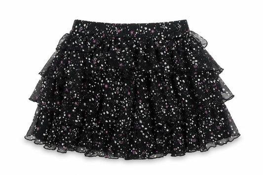 Front view of C&A Women's Black Layered Chiffon Skirt, size 10