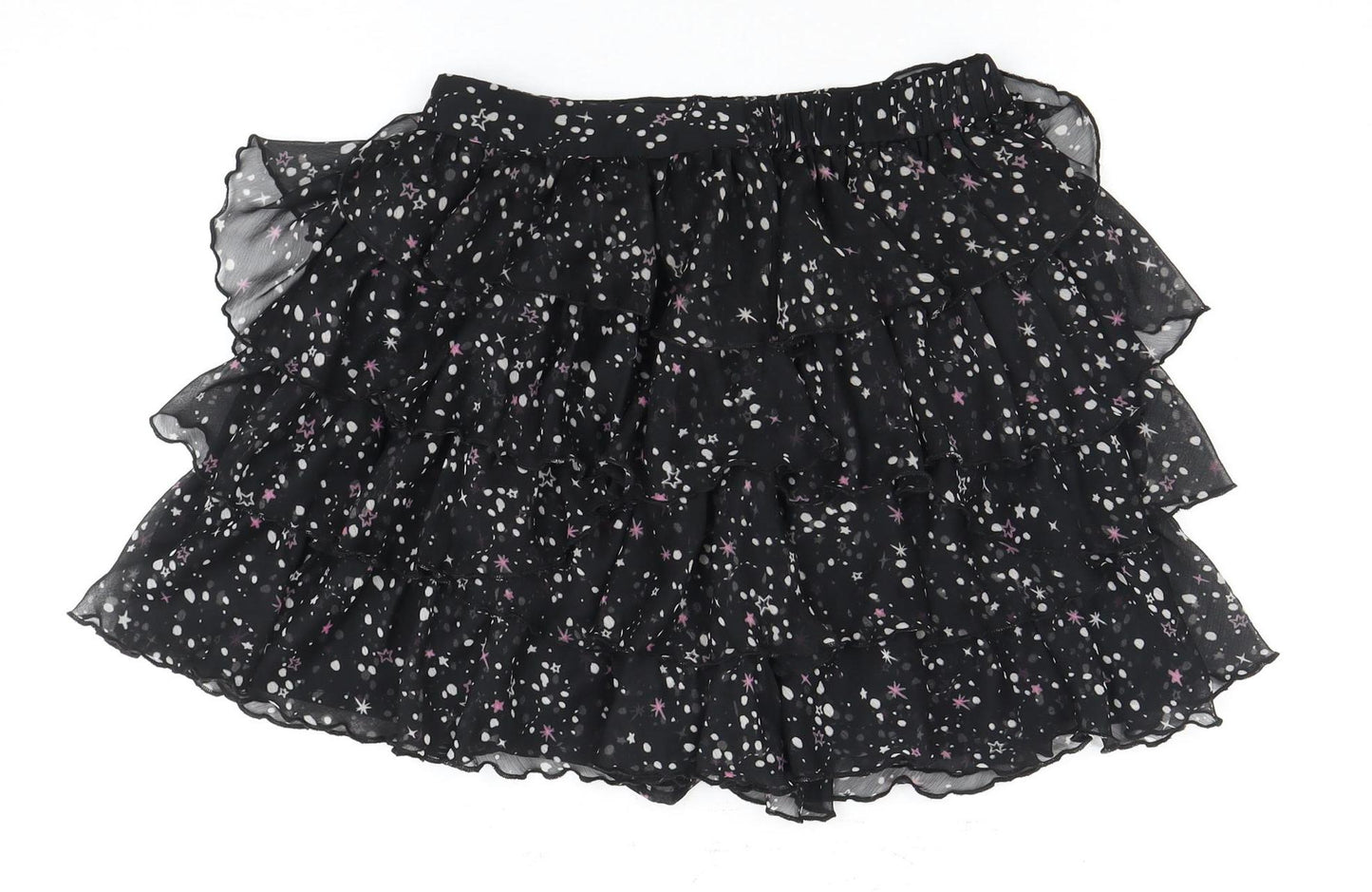 C&A Women's Black Layered Chiffon Skirt, Size 10