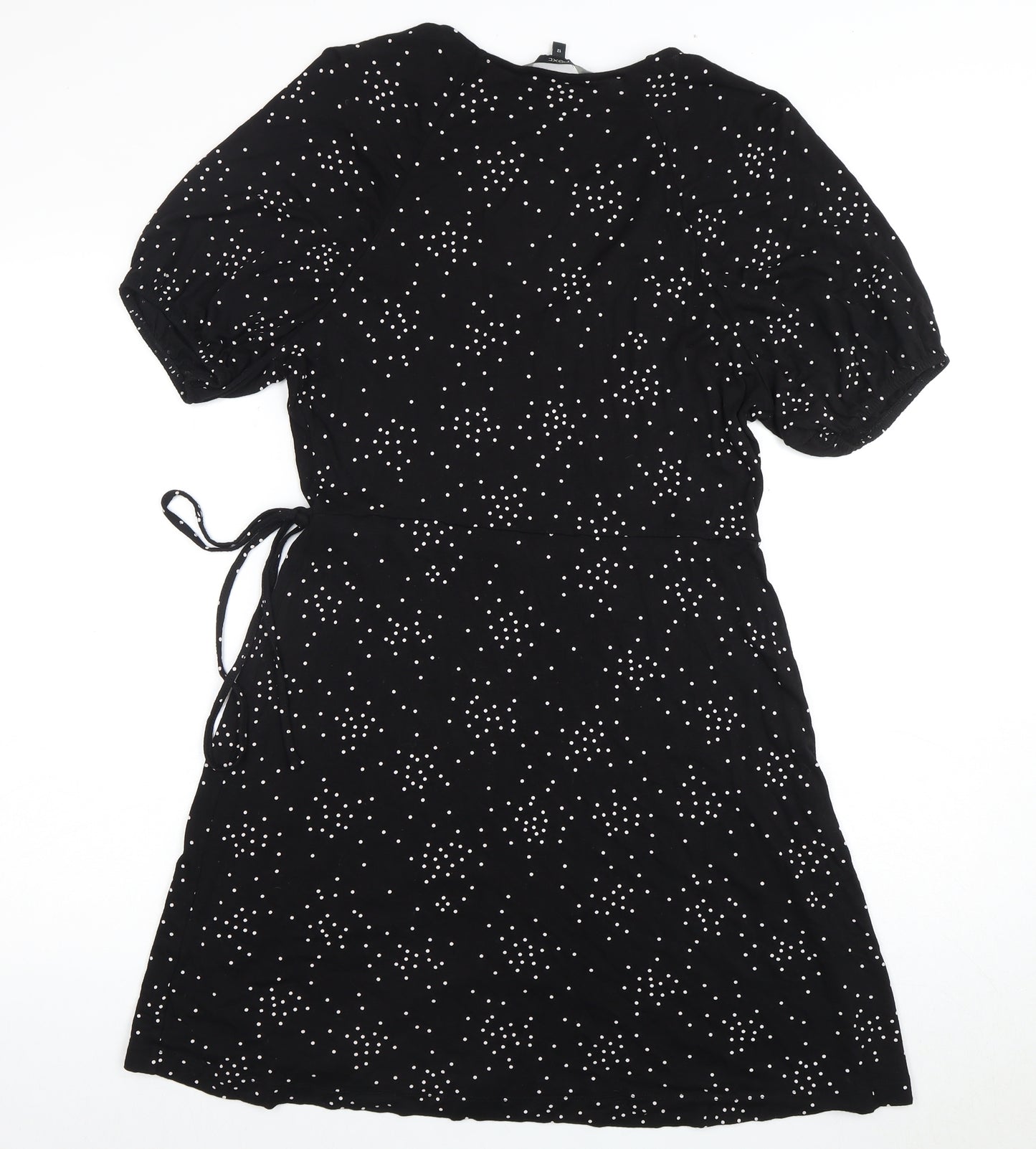 Next Women's Black Polka Dot Wrap Dress Size 12