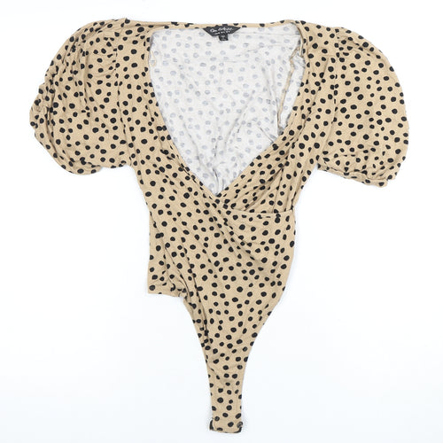 Quiz Clothing Women's Beige Polka Dot Bodysuit Size 12