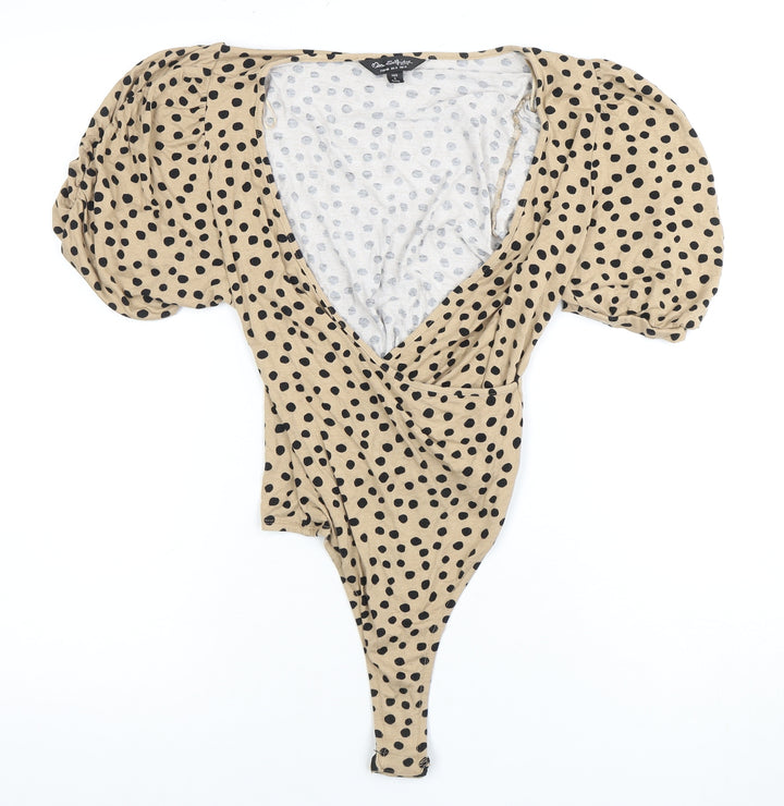 Quiz Clothing Women's Beige Polka Dot Bodysuit Size 12