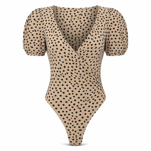 Quiz Clothing Women's Beige Polka Dot Bodysuit Size 12
