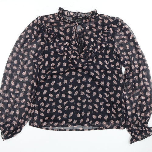 New Look Women's Black Floral High Neck Blouse Size 6