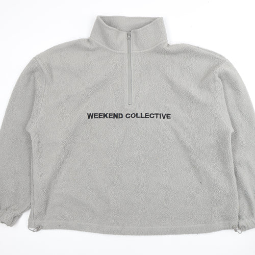ASOS DESIGN Grey Fleece Logo Sweatshirt - L
