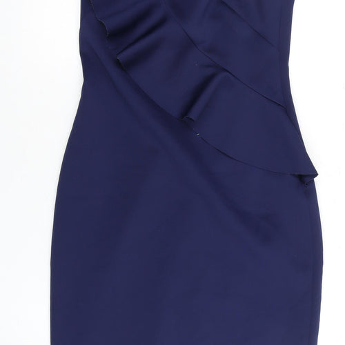 Eliza J Women's Blue Asymmetrical Sheath Dress Size 10