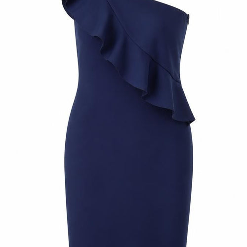 Eliza J Women's Blue Asymmetrical Sheath Dress Size 10