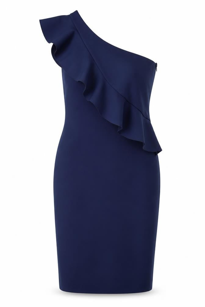Eliza J Women's Blue Asymmetrical Sheath Dress Size 10