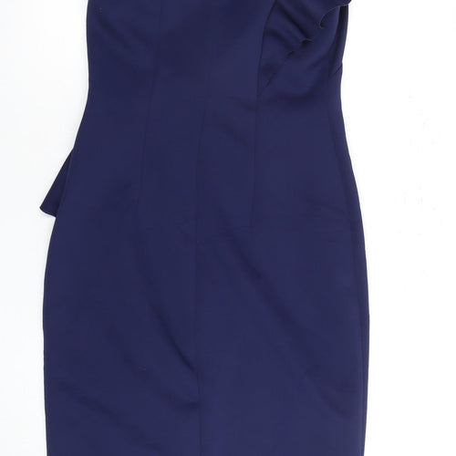 Eliza J Women's Blue Asymmetrical Sheath Dress Size 10