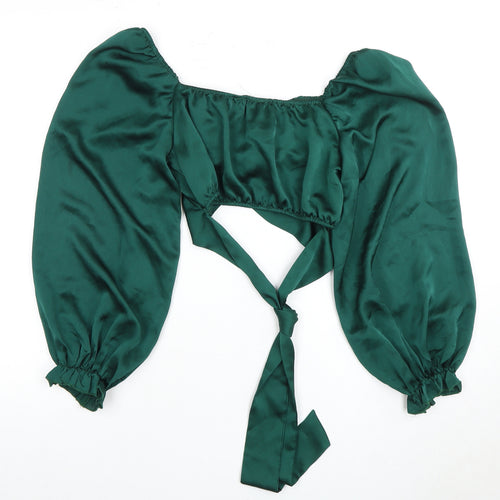 Zino Women's Green Balloon Sleeve Crop Top Size 10