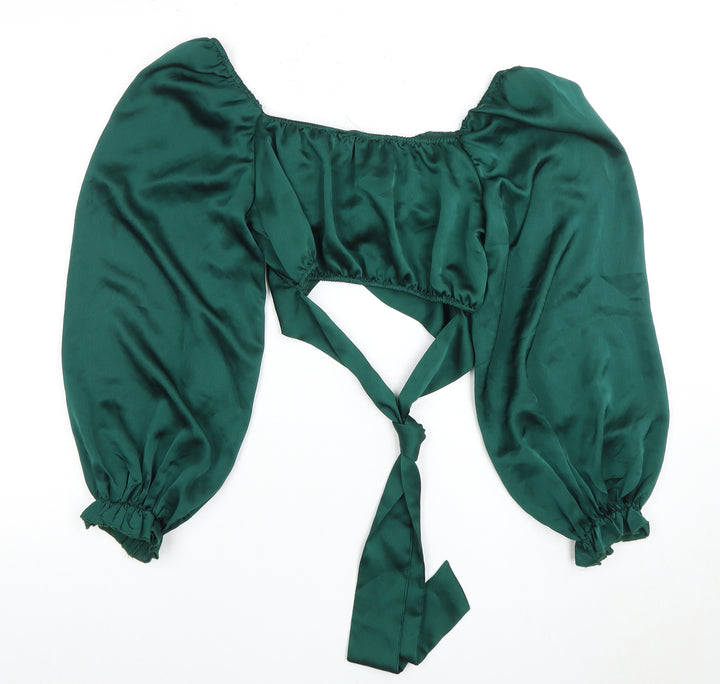 Zino Women's Green Balloon Sleeve Crop Top Size 10