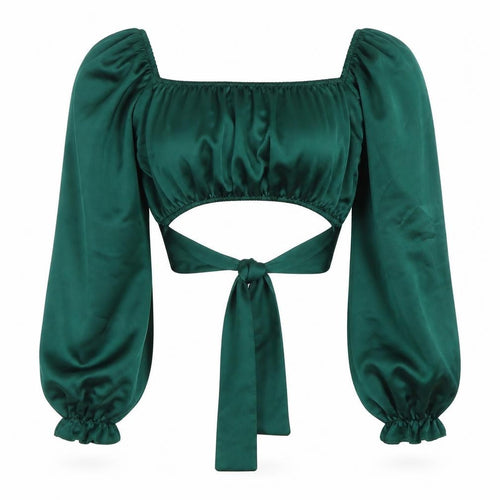 Zino Women's Green Balloon Sleeve Crop Top Size 10