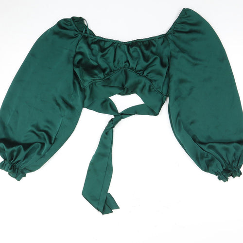 Zino Women's Green Balloon Sleeve Crop Top Size 10