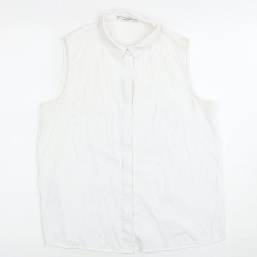 Mango Women's White Button-Up Shirt, Size 12, Sleeveless Basic