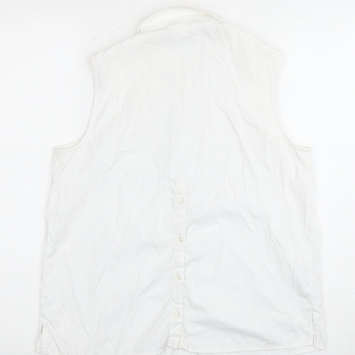 Mango Women's White Button-Up Shirt, Size 12, Sleeveless Basic