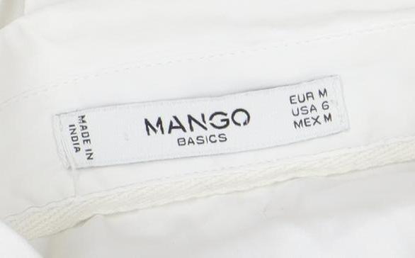 Mango Women's White Button-Up Shirt, Size 12, Sleeveless Basic