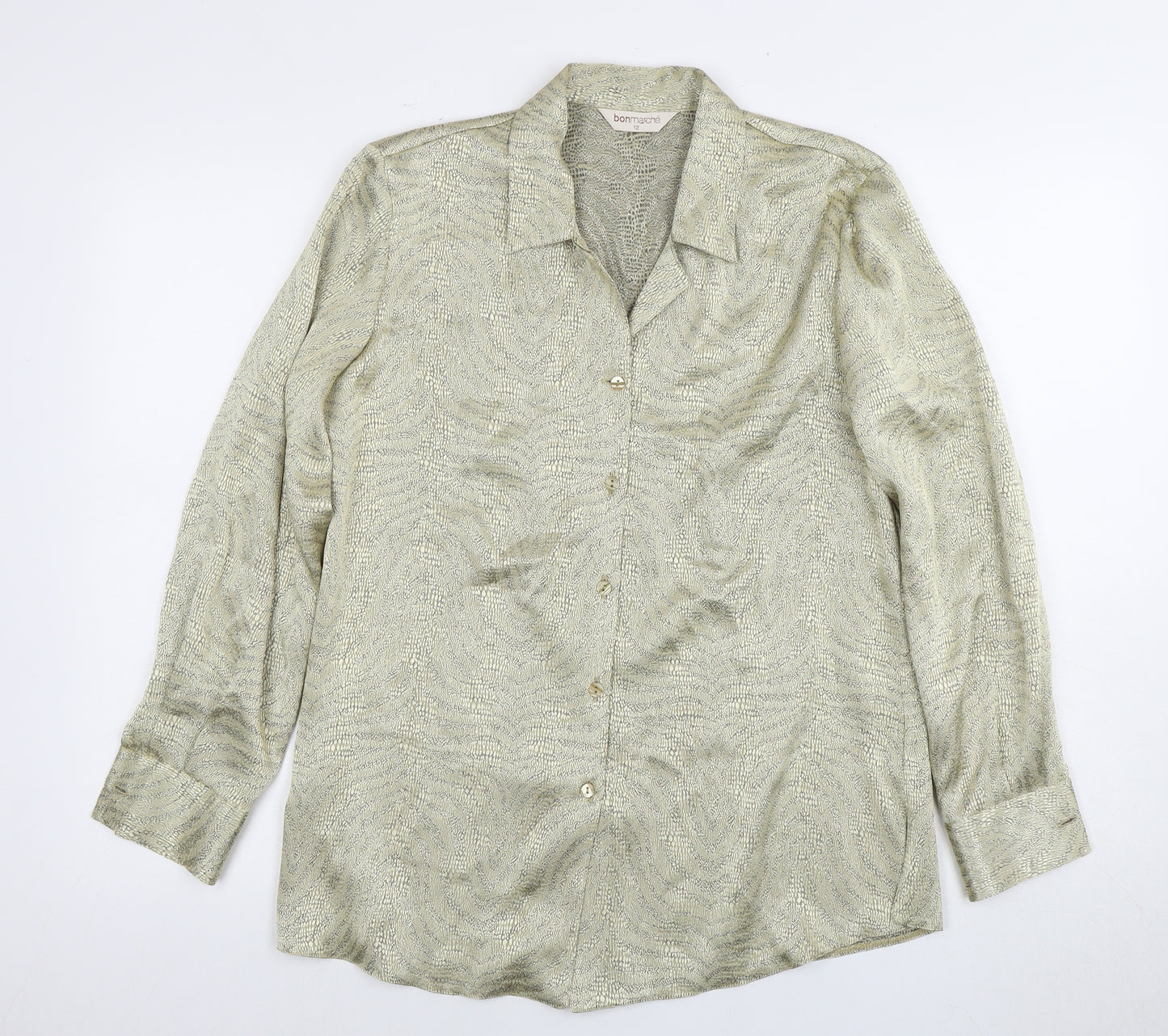 Bonmarché Women's Silver Button-Up Shirt Size 12