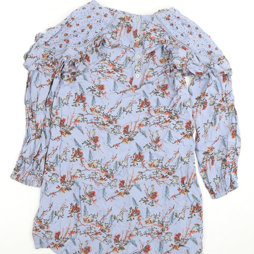 Next Girls Multicoloured Long Sleeve Floral Dress 8 Years
