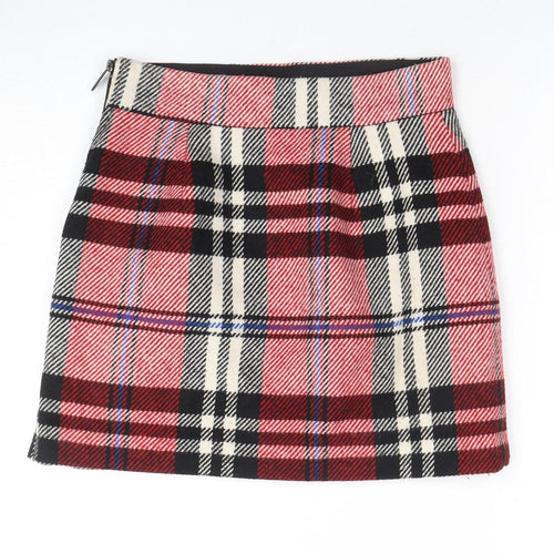 TOPSHOP Women's Red Plaid Pencil Skirt, Size 10