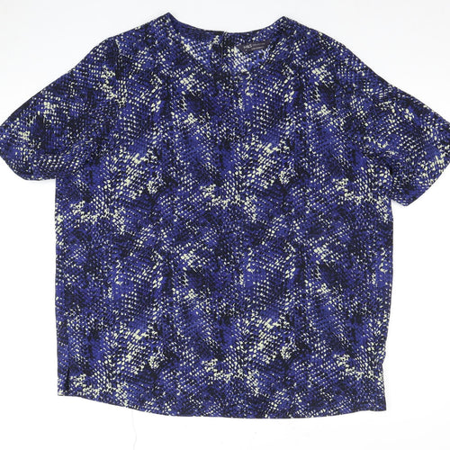Marks and Spencer Women's Blue Geometric Top Size 16