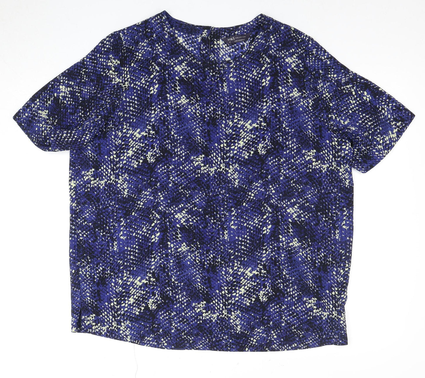 Marks and Spencer Women's Blue Geometric Top Size 16