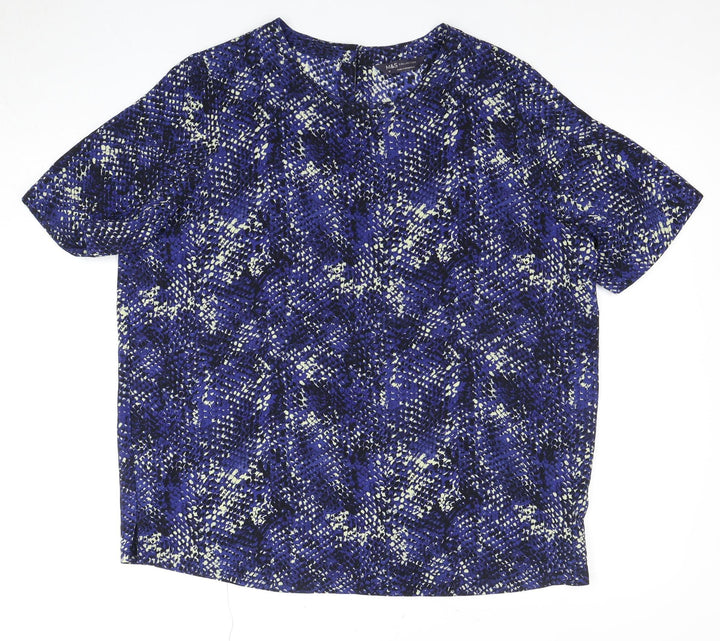 Marks and Spencer Women's Blue Geometric Top Size 16