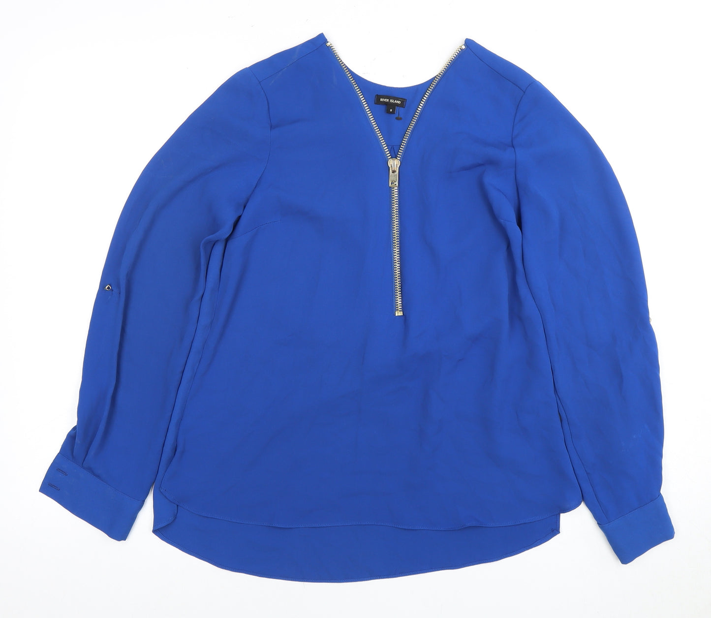 River Island Women's Blue Long Sleeve Zip Top