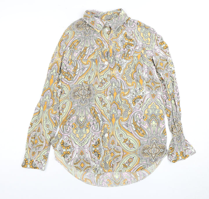 Miss Selfridge Women's Multicoloured Button-Up Paisley Shirt, Size 6