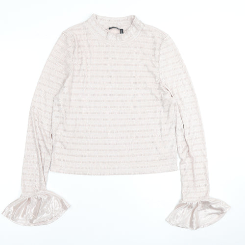 Asos Design Women's Beige Mock Neck Top Size 16