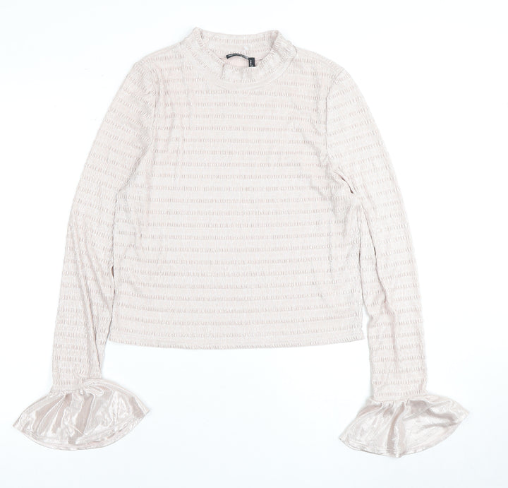 Asos Design Women's Beige Mock Neck Top Size 16